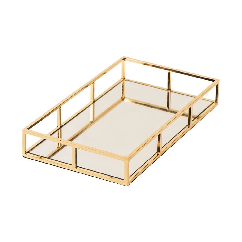 Premium Gold Metal & Glass Storage Box - Elegant Jewelry & Cosmetic Display Tray for Vanity, Kitchen & Bathroom Organization (One Size, Color A) - Perfect for Makeup, Rings, Earrings & Small Essentials