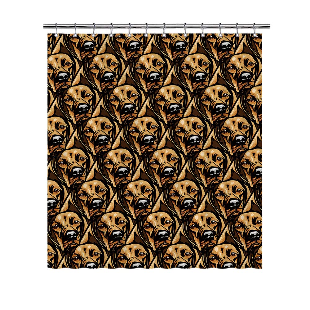Cartoon Vizsla Dog Face Waterproof Shower Curtain - 72x66 Inch Pet Lover Bathroom Decor with 12 Hooks - Cute Puppy Design for Kids & Dog Owners - Perfect for Bathrooms, Dog Grooming Areas & Pet-Themed Spaces