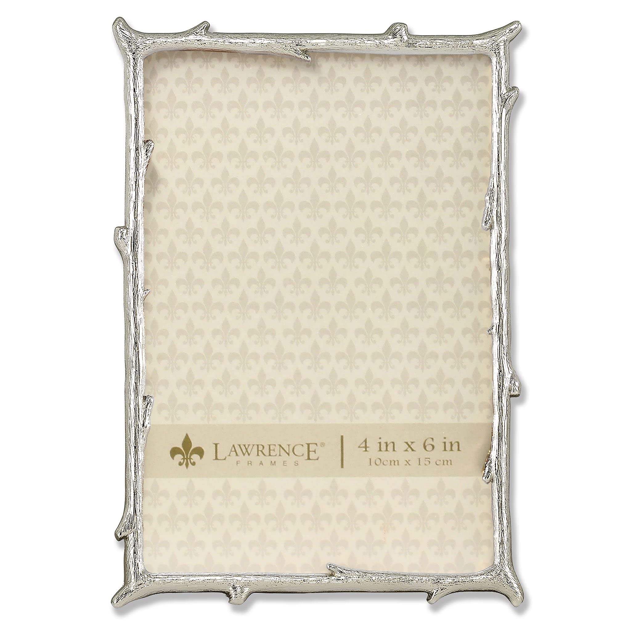 Lawrence Frames 712646 4x6 Silver Metal Natural Branch Design Picture Frame - Elegant Home & Office Decor for Photos, Artwork, and Memories