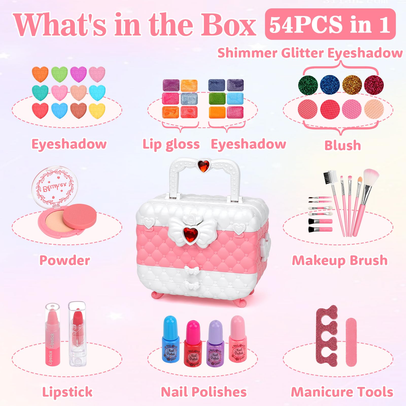 Washable Kids Makeup Kit - Non-Toxic Princess Play Cosmetics for Girls Ages 4-12 | Perfect Birthday Gift & Pretend Play Toy for Parties, Dress-Up & Role Playing