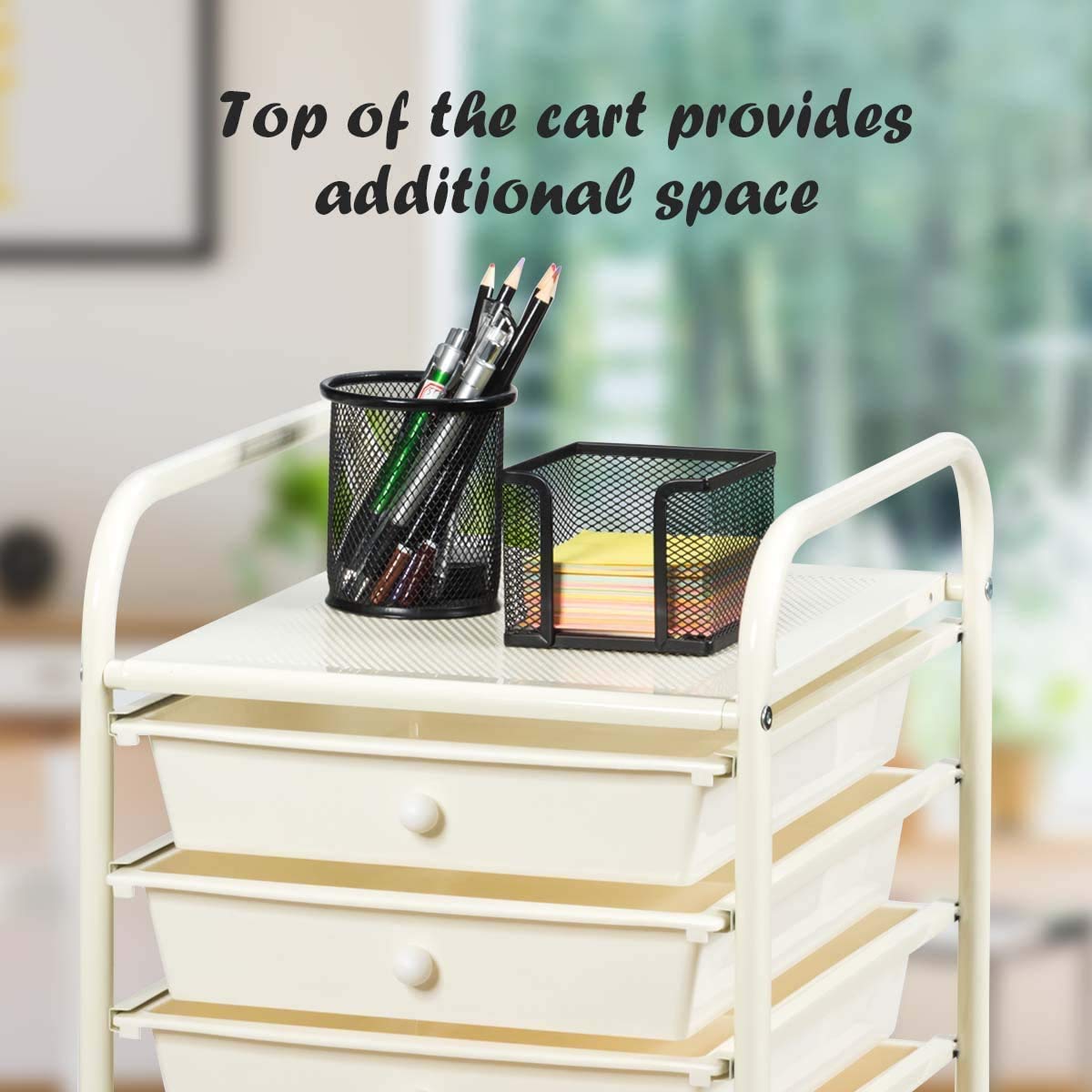 Happygrill 10-Drawer Rolling Storage Cart with Wheels - Organizer for Home Office, Craft Room, Kitchen & Bathroom - Mobile Storage Solution for Supplies, Tools & Essentials