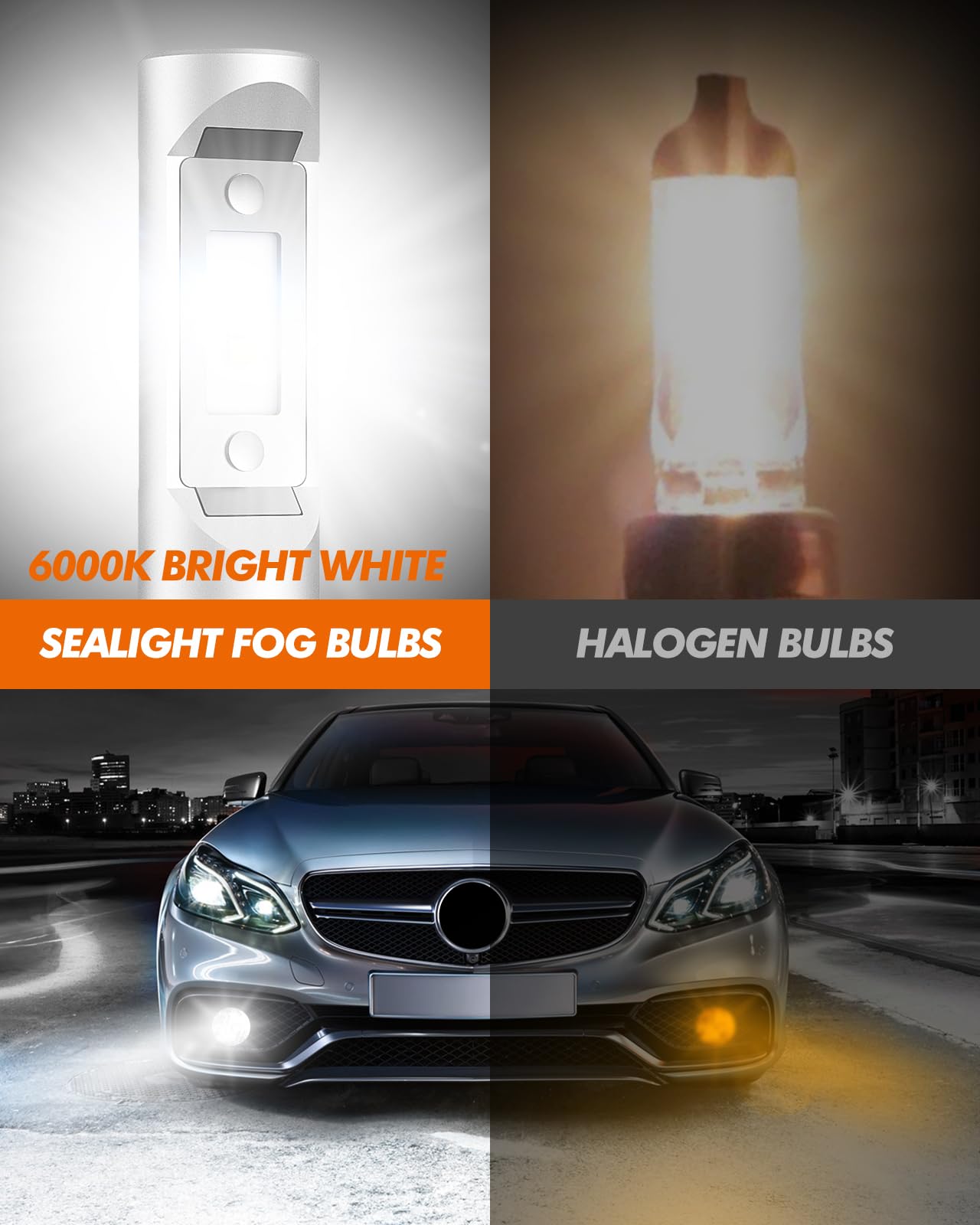 SEALIGHT H11/H8/H9/H16 LED Bulbs - 30,000LM Super Bright 6000K White Fog Light Bulbs for Cars, Motorcycles, ATVs - Plug and Play Installation - Pack of 2 - Perfect for Night Driving, Off-Roading & Low Visibility Conditions