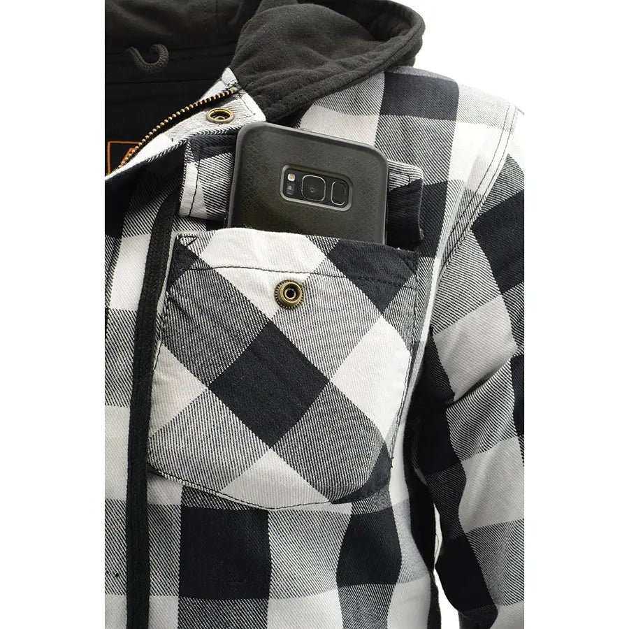 Milwaukee Leather Men's Plaid Flannel Armored Shirt Jacket - Motorcycle Riding Gear for Men, Winter Warmth & Protection - Perfect for Biking, Outdoor Adventures & Casual Wear