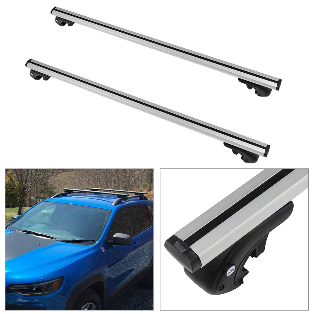CCiyu Aluminum Roof Rack Cross Bars for Jeep Cherokee 2014-2021 - Universal Car Top Cargo Carrier for Kayak, Canoe, Bike, Ski & Luggage - Heavy Duty Black Roof Rails - Perfect for Road Trips & Outdoor Adventures