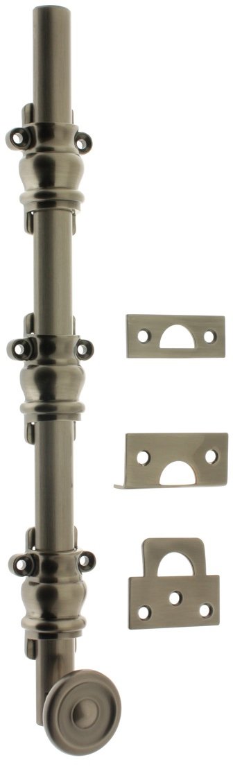 Premium Solid Brass Colonial Swirl Surface Bolt - Antique Nickel Finish - 12