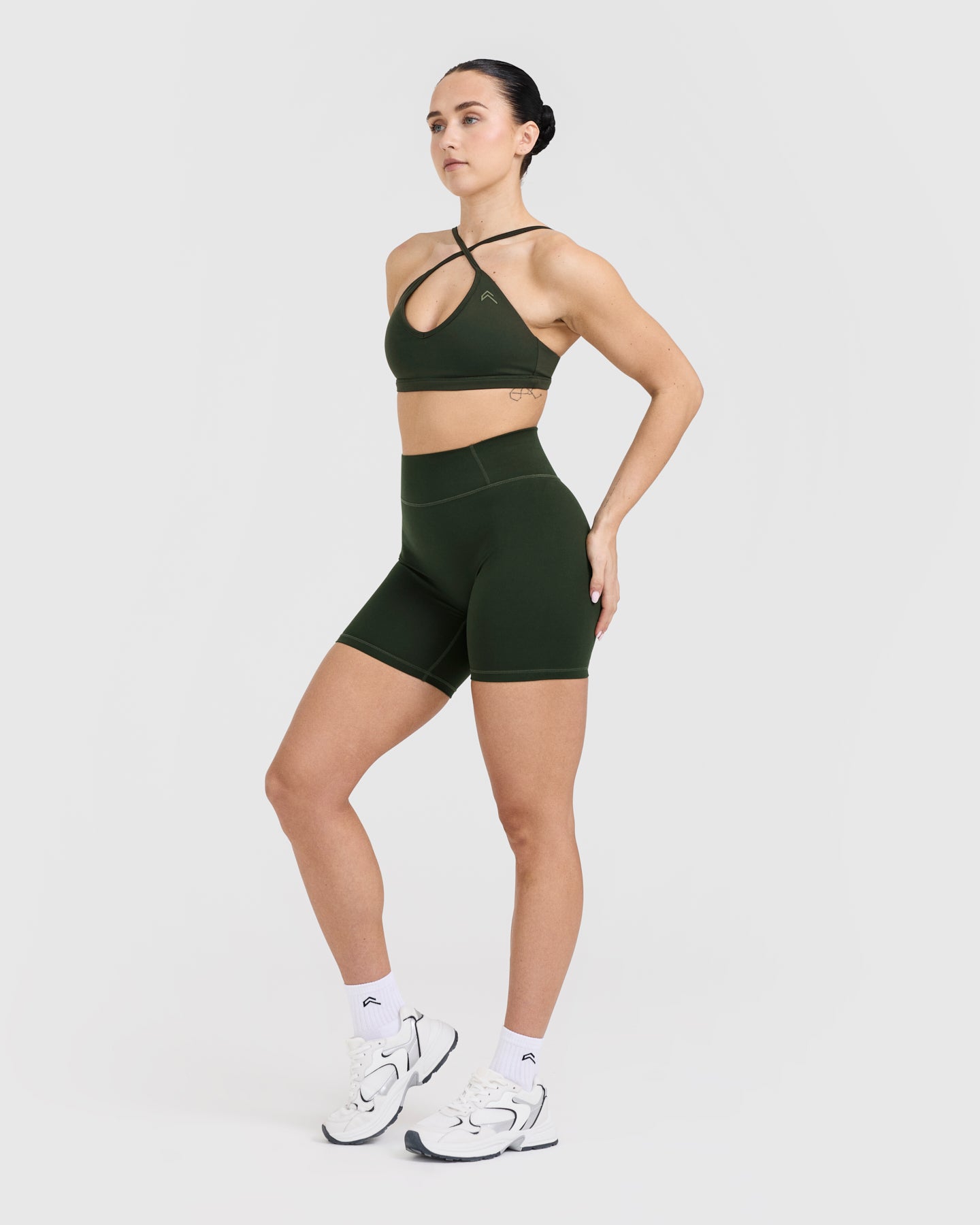 Timeless Strappy Bralette in Khaki - Comfortable Wireless Bra for Everyday Wear, Yoga & Lounge
