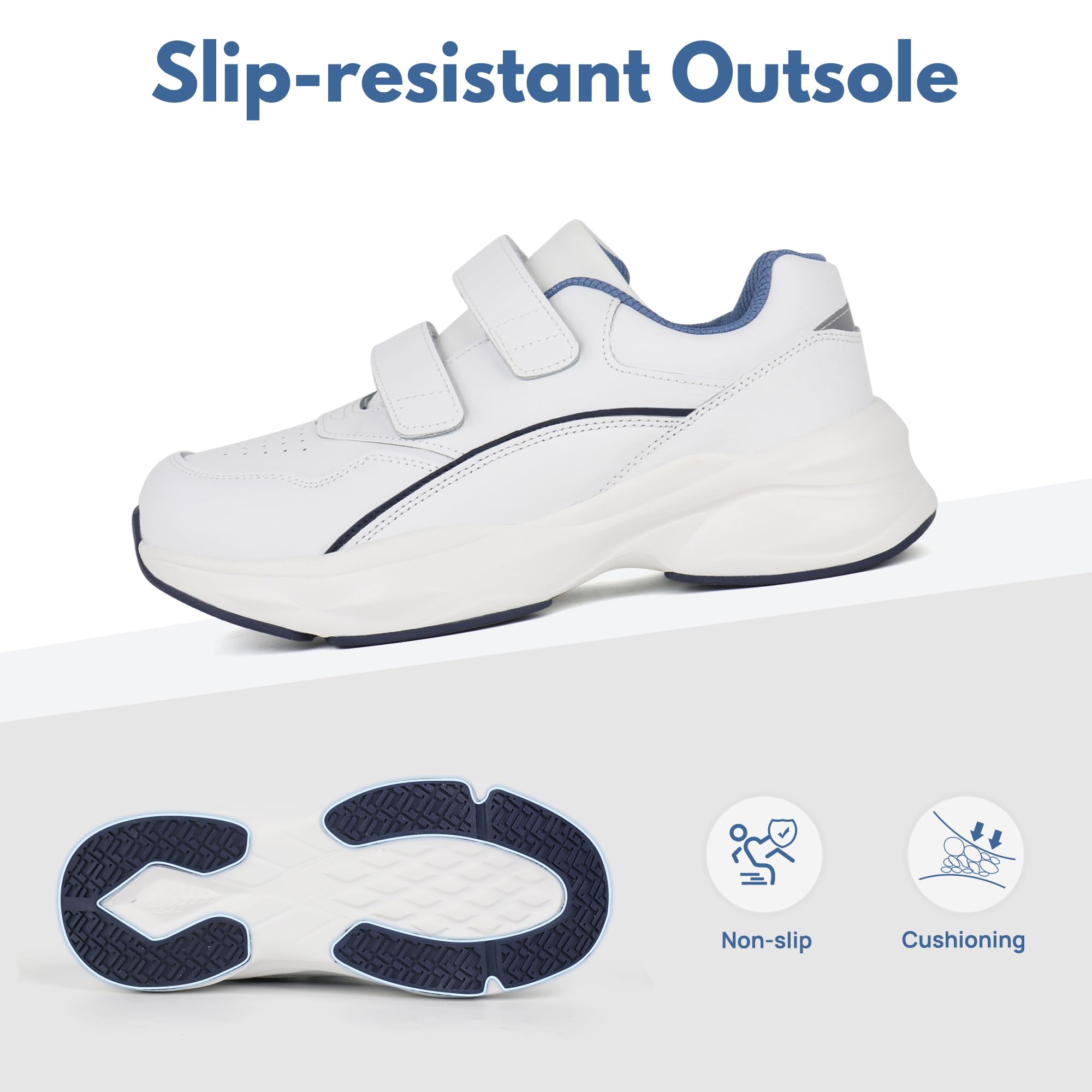 **Diabetic Walking Shoes for Women - Orthopedic Leather Shoes with Wide Toe Box - Comfortable for Daily Walking & Diabetic Foot Care**