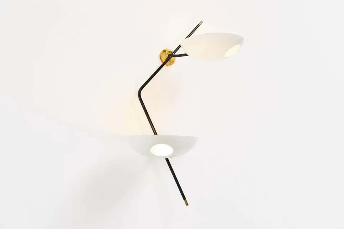 NauticalMart Modern 2 Armed Dome Wall Light Fixture - Raw Brass Sputnik Chandelier for Living Room, Bedroom, or Dining Room Lighting Decor