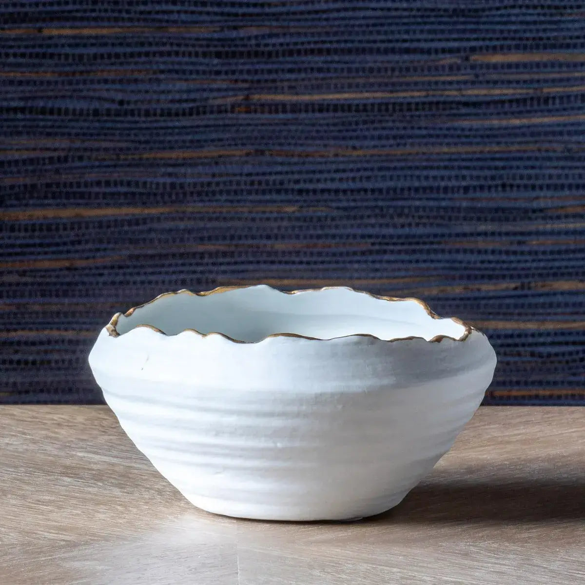 Elegant Gold Rim Organic Ceramic Vase - Perfect for Home Decor, Wedding Centerpieces & Boho Chic Interiors