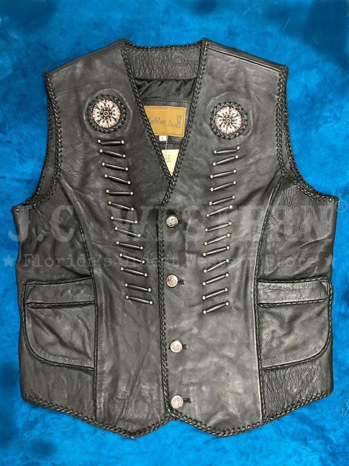 Kobler ZAPATA VEST - Genuine Leather Vest for Men, Black - Perfect for Motorcycle Riding, Western Fashion & Casual Outfits