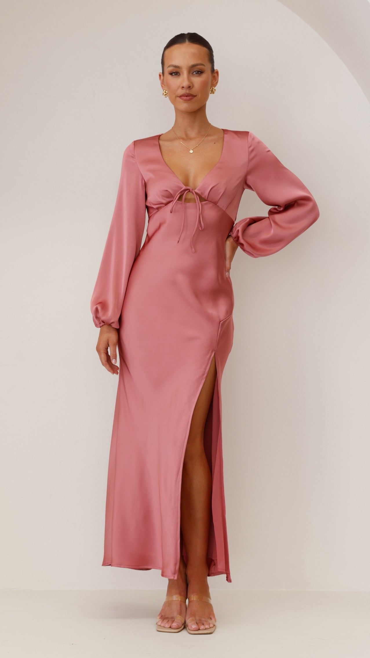 Brigitte Maxi Dress in Baked Rose - Elegant Long Flowy Dress for Women, Perfect for Weddings, Parties & Summer Vacations