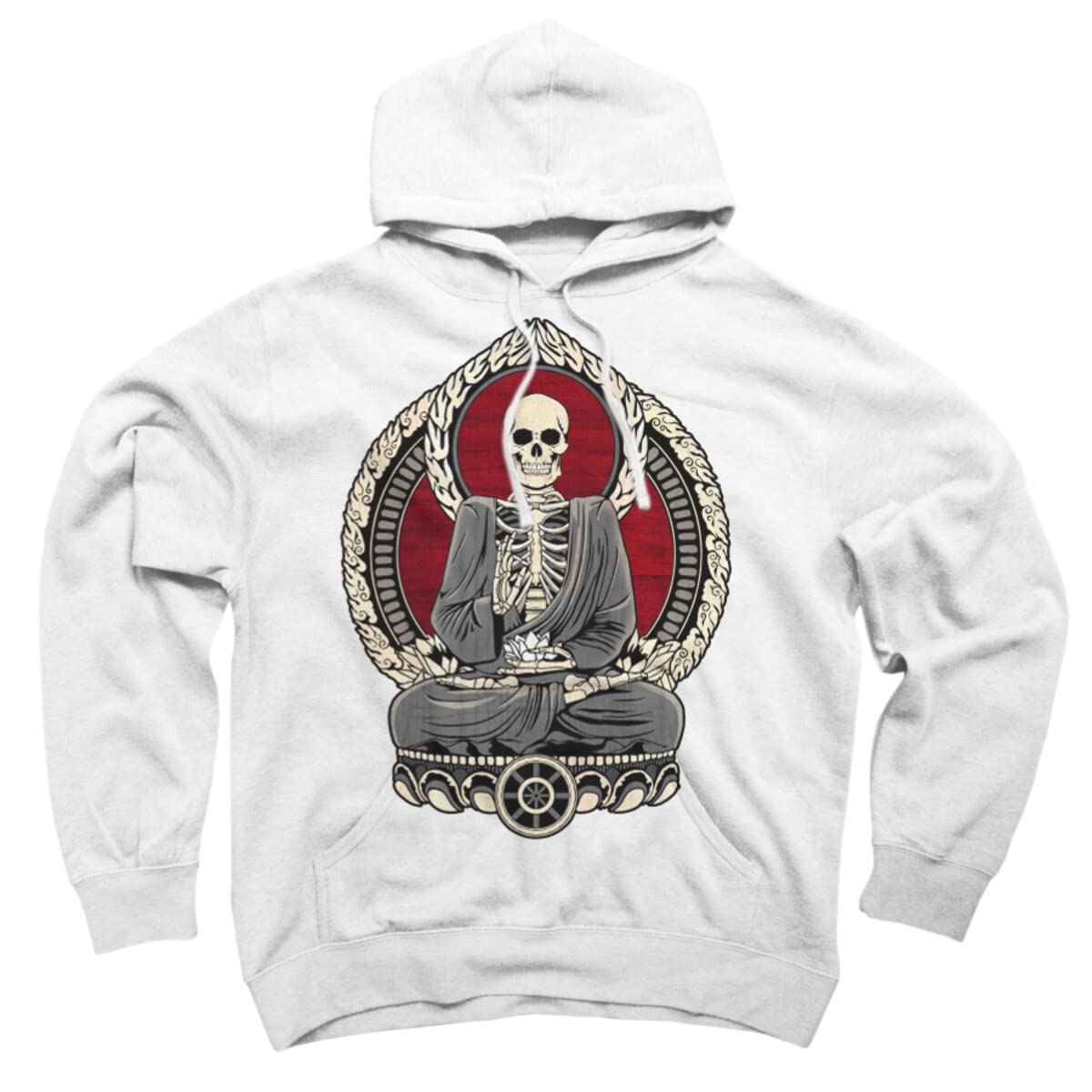 Design By Humans Unisex Starving Buddha Cherry Print Pullover Hoodie - Soft Cotton Streetwear for Men & Women - Perfect for Casual Wear, Gym, and Outdoor Activities