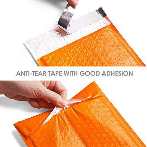 4x8 Bubble Mailer Padded Envelopes - Orange Shipping Envelopes for Ecommerce, Small Packages & Mailing | Waterproof & Tear-Resistant for Secure Shipping
