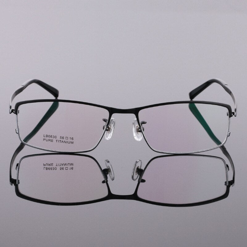 Bclear Men's Full Rim Titanium Eyeglasses Square Frame LB6630 - Lightweight Durable Glasses for Work, Reading & Everyday Use