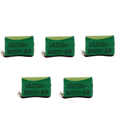 Sharp UX-CC500 Cordless Phone Battery Combo Pack - 5 x EM-CPH-488J Replacement Batteries for Home & Office Use - Long-Lasting Power for Cordless Phones