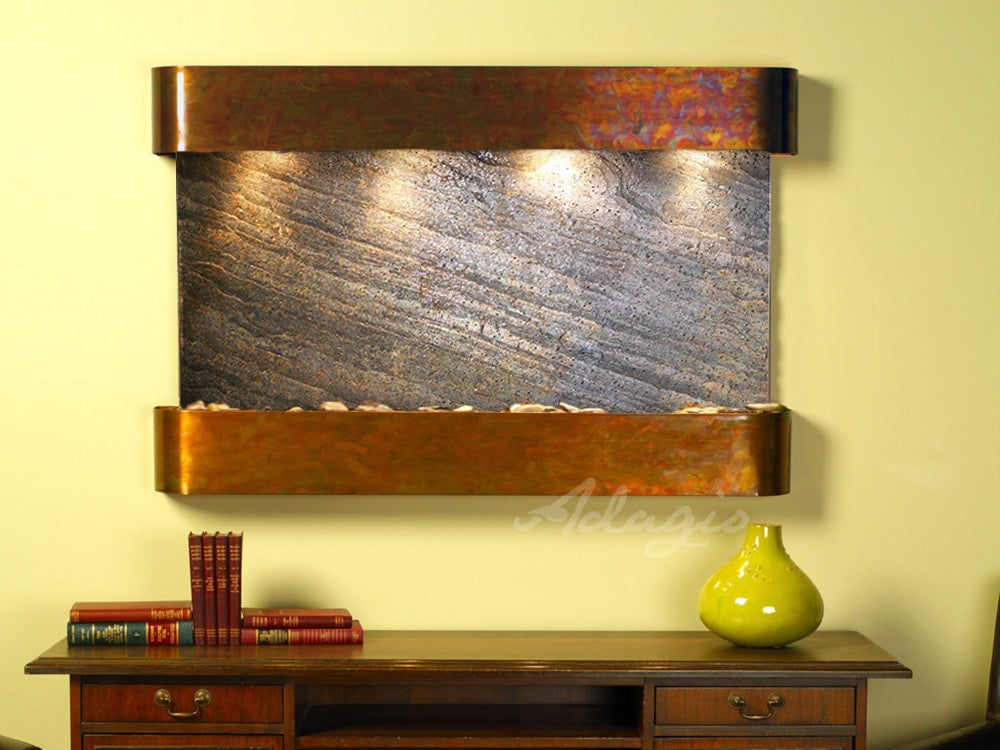 Adagio Sunrise Springs Round Rustic Copper Green Featherstone SSR1012 - Elegant Home Decor for Living Room, Bedroom & Office