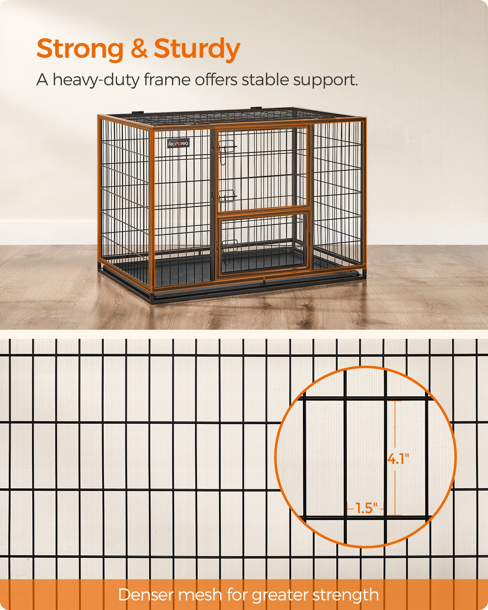 Feandrea Heavy-Duty Dog Crate - XL 42.1