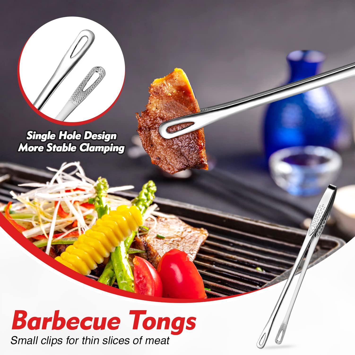 Premium Stainless Steel Grill Tongs Set - 3 Piece Extra Long BBQ Cooking Tongs (12