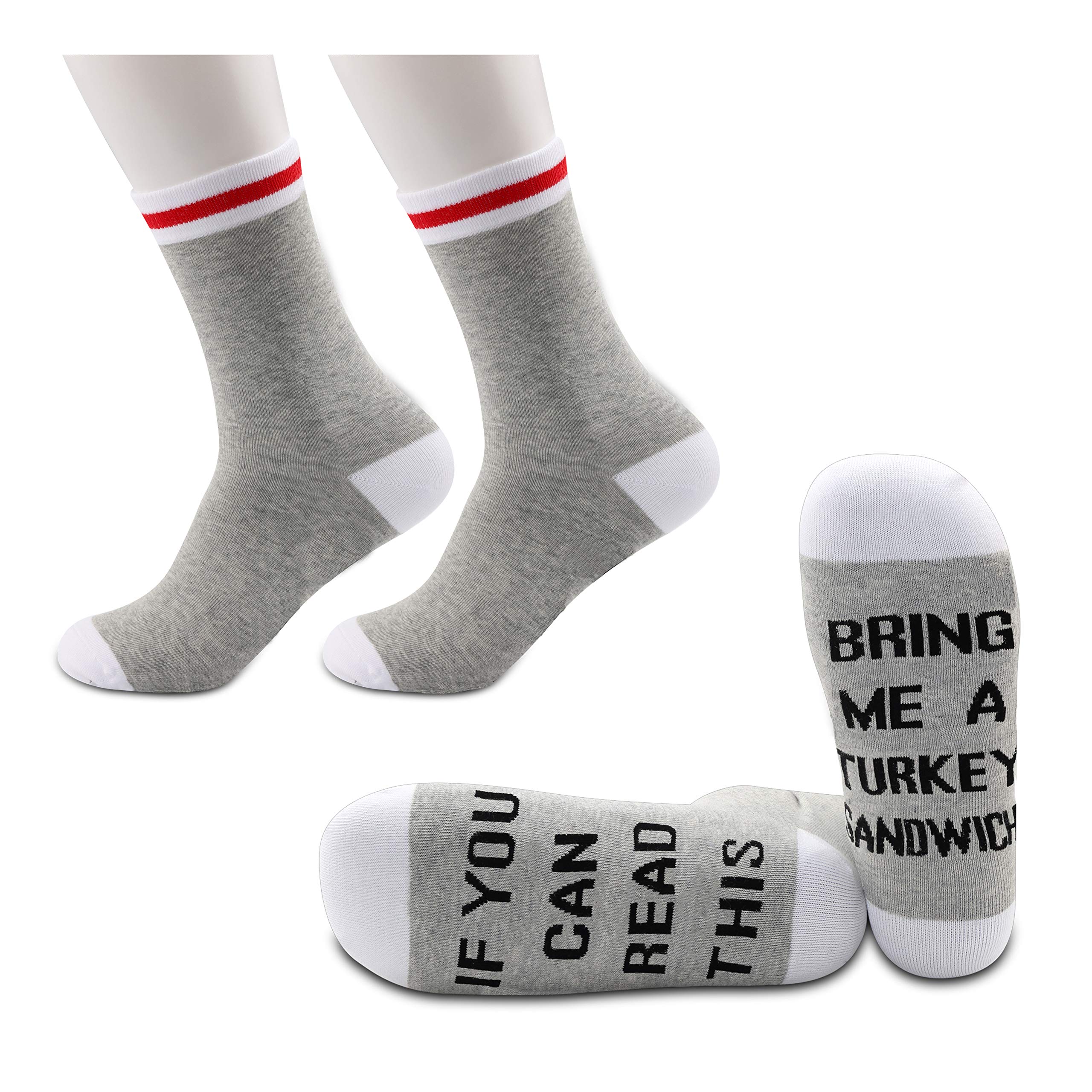 JXGZSO 2 Pairs Funny Turkey Sandwich Socks - Perfect Gift for Sandwich Lovers - Novelty Socks with 'Bring Me A Turkey Sandwich' Text - Comfortable & Unique Design for Christmas, Thanksgiving, or Casual Wear