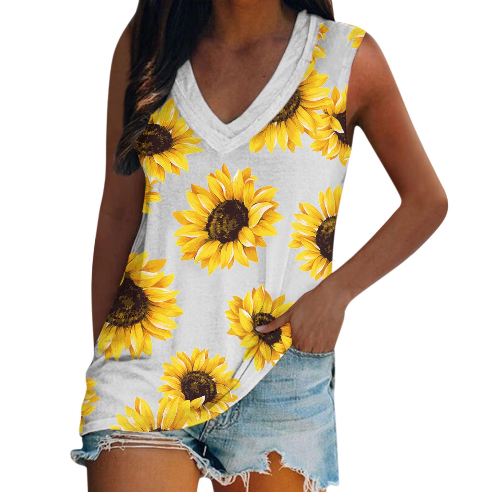 Women's Sleeveless Strappy Tank Top - Square Neck Double Layer Workout Shirt for Yoga, Gym & Casual Wear - Breathable Crop Tops (Pack of 10) - White X-Large - Perfect for Fitness, Running & Summer Outfits