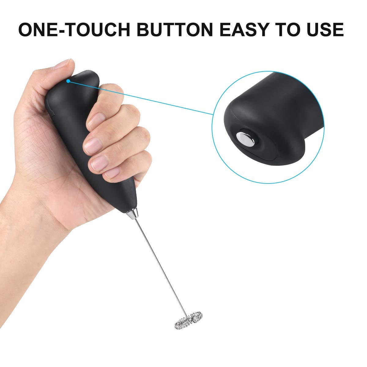 Electric Milk Frother Handheld - Battery Operated Mini Whisk for Coffee, Latte, Cappuccino & Hot Chocolate - Perfect for Home, Office & Cafe Use