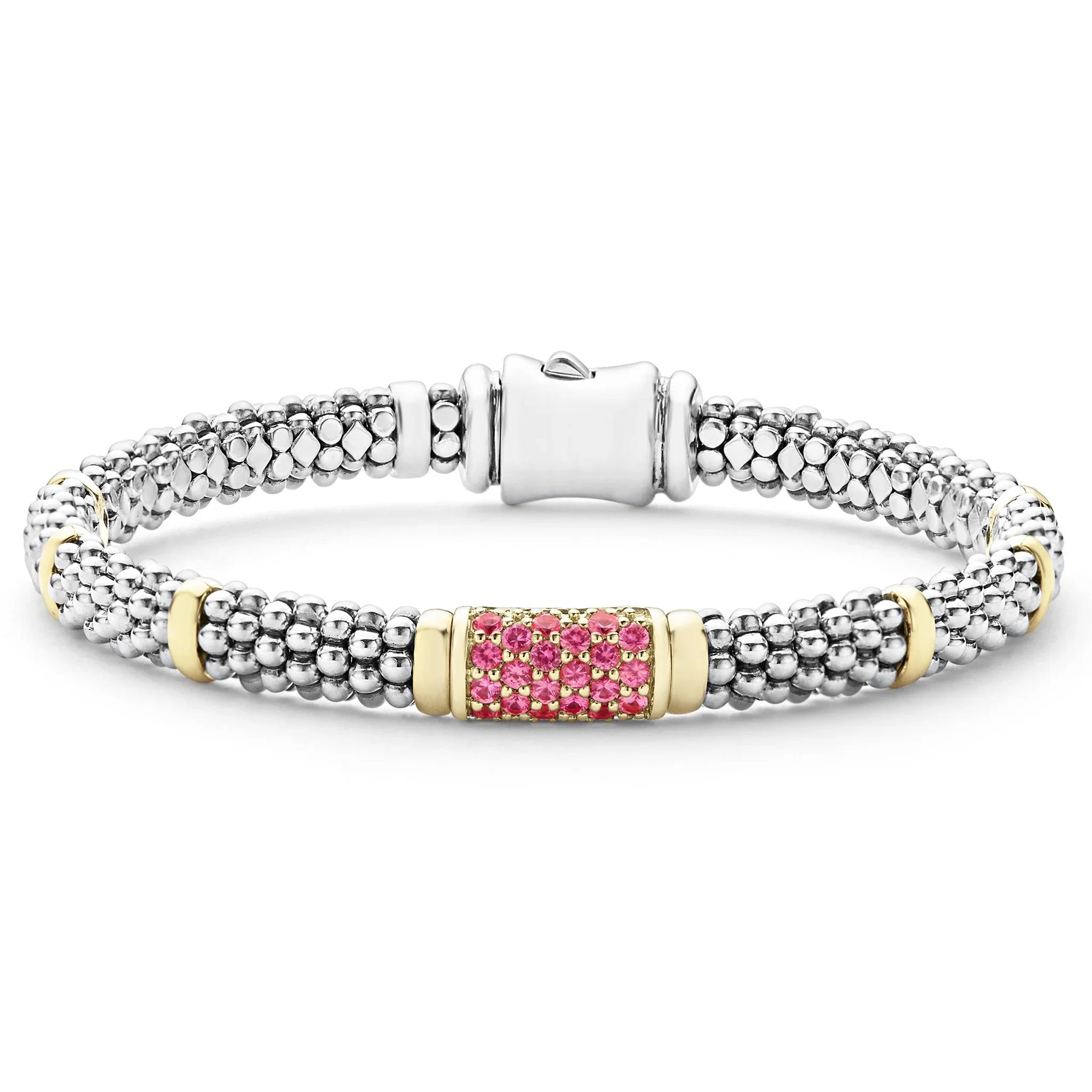 6mm Pink Sapphire Caviar Bracelet for Women - Elegant Jewelry Gift for Birthday, Anniversary & Special Occasions