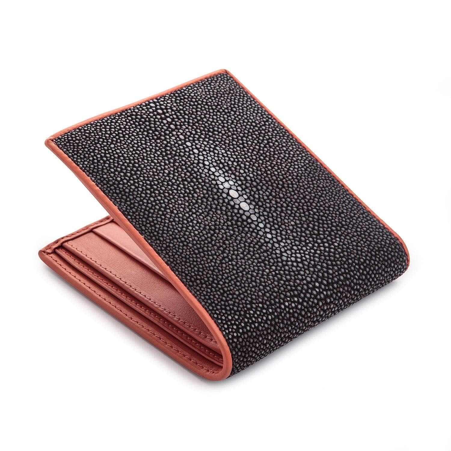 Genuine Stingray Skin Men's Wallet - Two-Tone Black & Brown Leather Bifold Wallet for Everyday Use & Gift Giving
