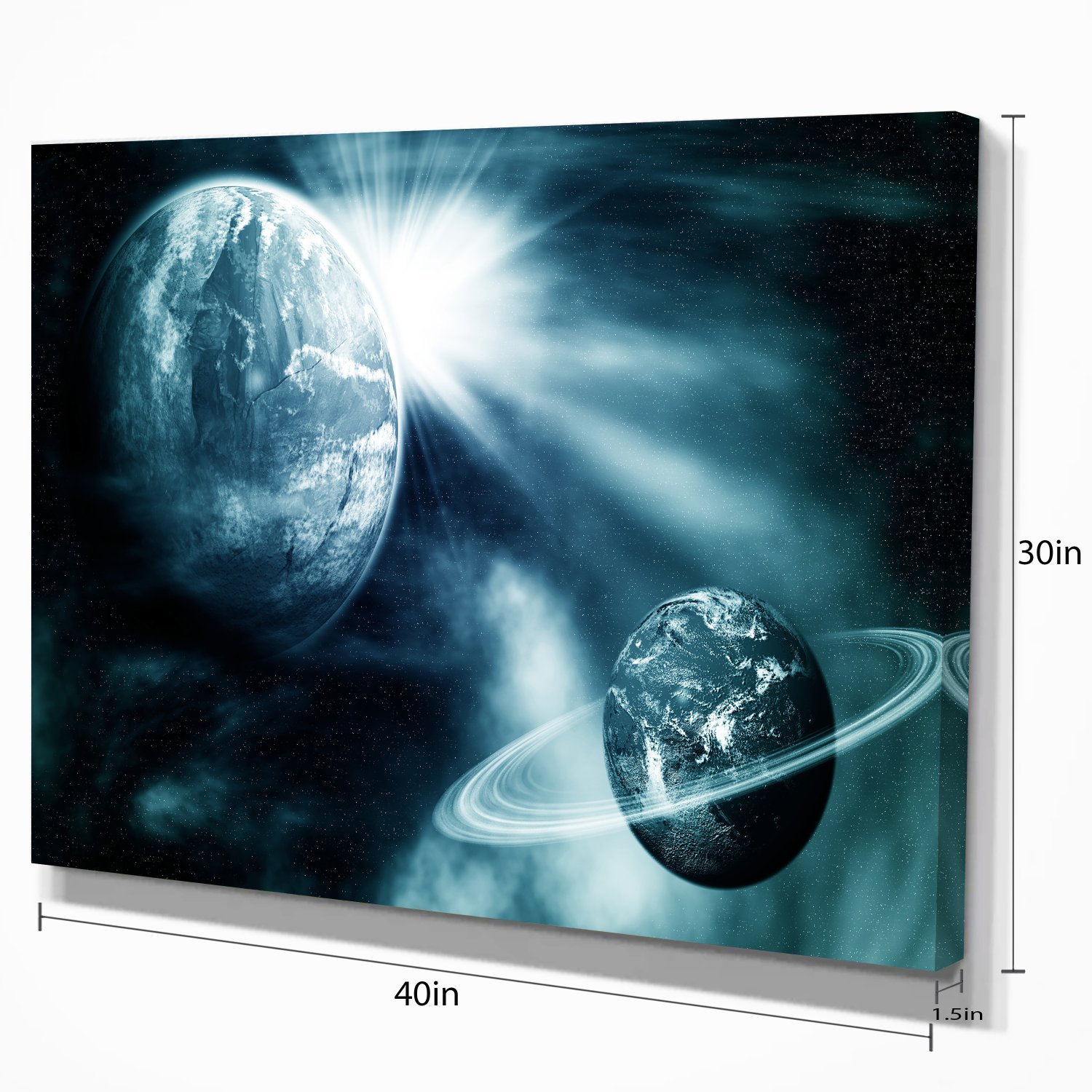 Two Planets Space View Canvas Art Print - Stunning Galaxy Wall Decor for Living Room, Bedroom & Office