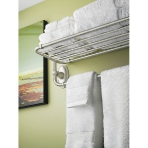 Moen YB5494BN Kingsley 24-Inch W x 9.6-Inch D Brushed Nickel Bathroom Towel Shelf - Hotel Style Storage for Towels, Robes & Toiletries - Perfect for Bathroom, Spa & Luxury Home Decor