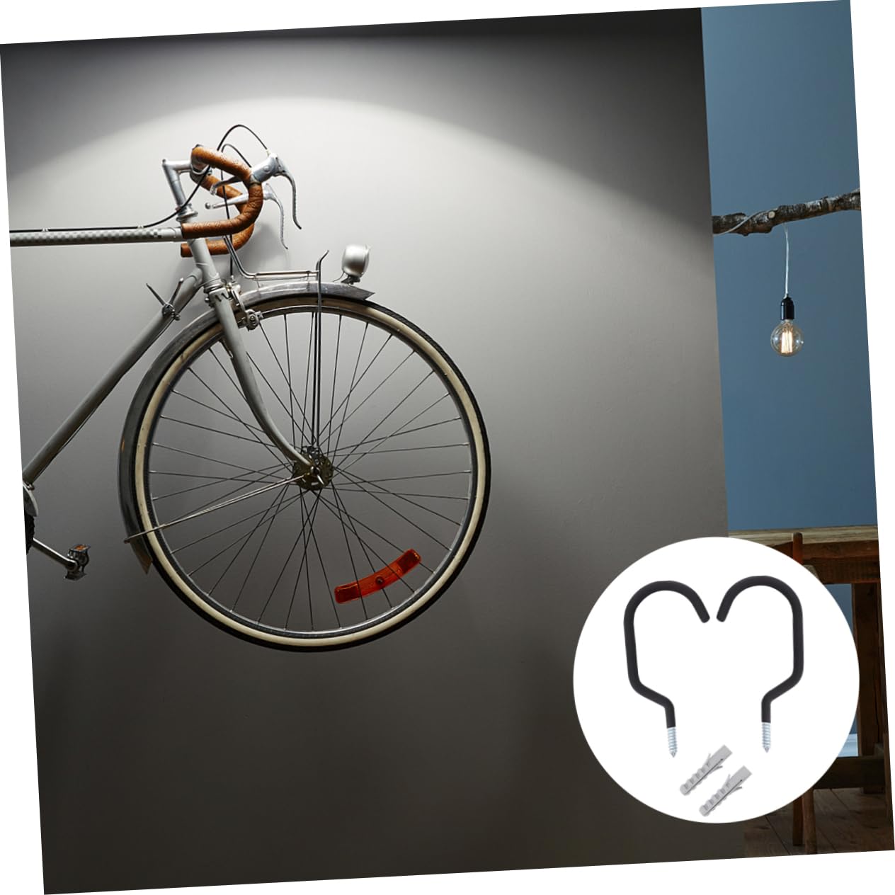 FOYTOKI Heavy Duty Bike Hooks - Wall Mounted Bicycle Storage Hanger with Bolts (2-Pack) - Perfect for Garage, Basement & Apartment Bike Organization