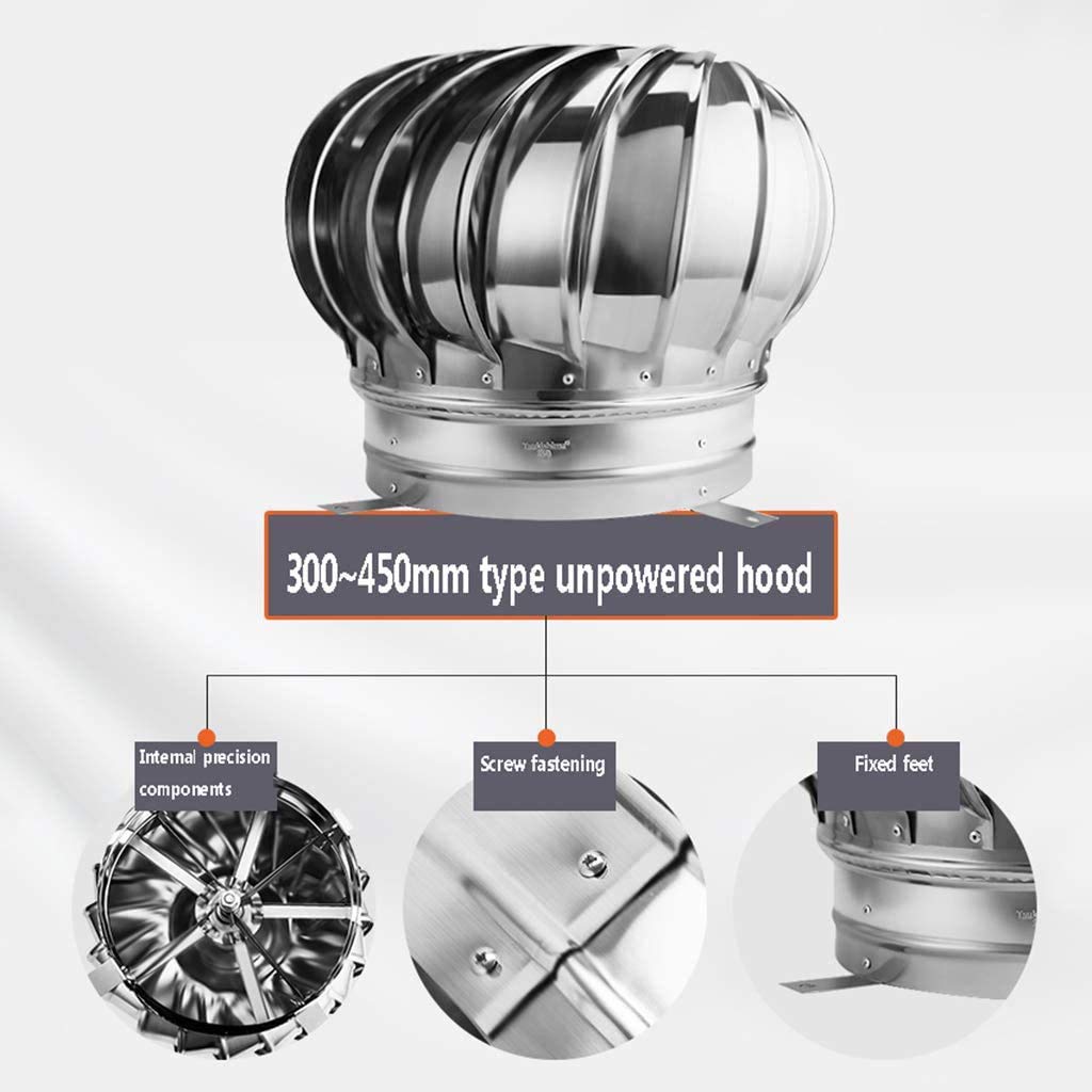 304 Stainless Steel Rotating Chimney Cowl Cap - Anti-Downdraught Spinner Ventilator Fits Most Standard 200mm Chimney Pots | Roof Ventilation & Home Heating Solution