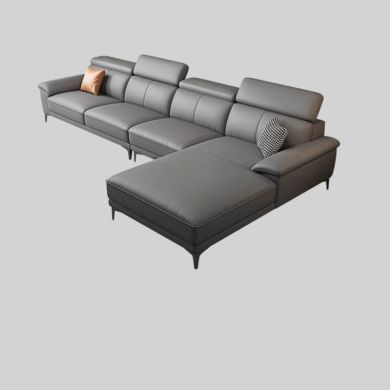L-Shaped & Straight Sectional Sofa with Chaise Lounge - Right-Hand Facing Modern Living Room Furniture for Small Spaces & Home Theater Seating
