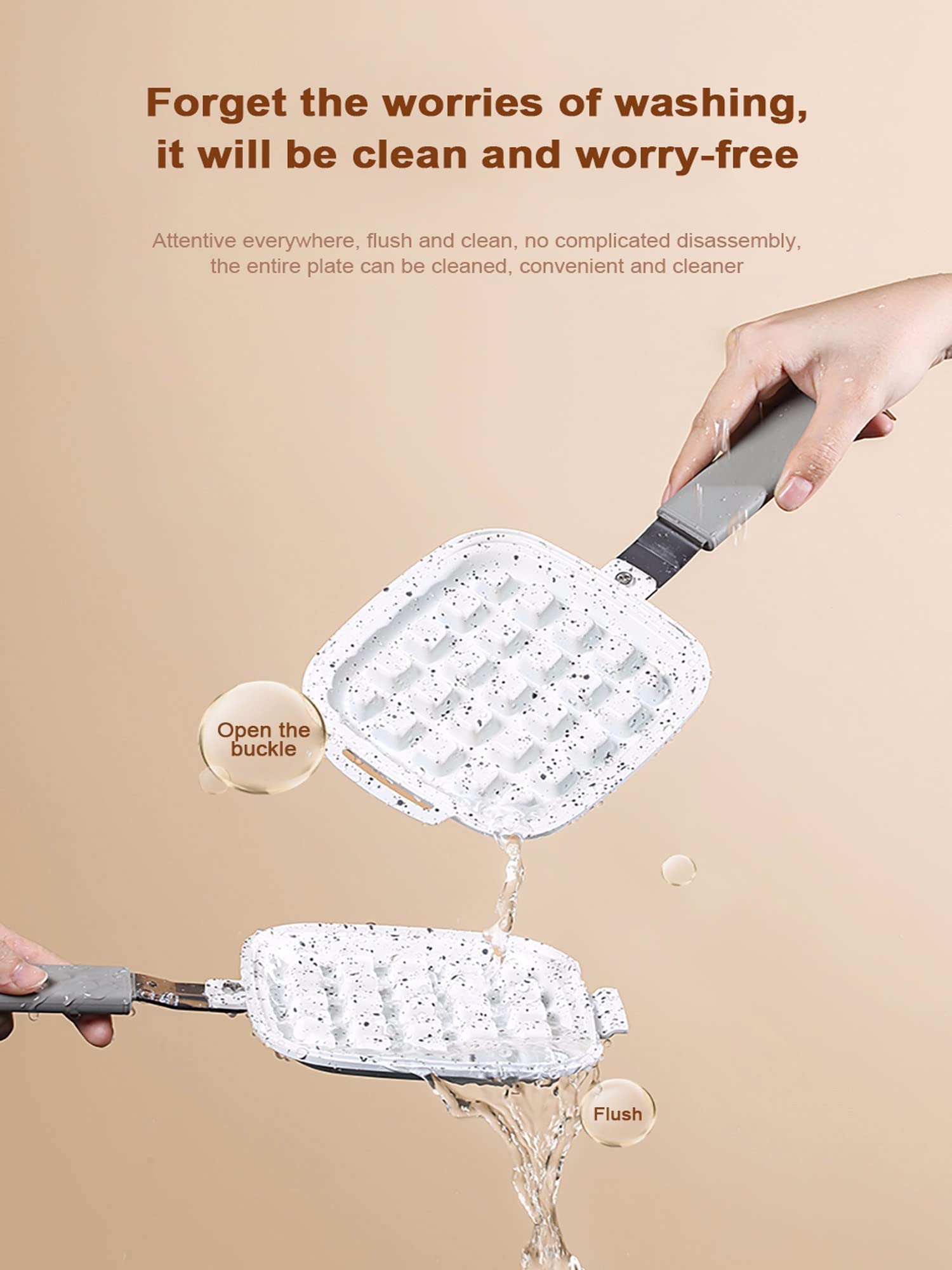 Italian Waffle Maker & Sandwich Press with Removable Non-Stick Plates - Easy to Clean & Use for Breakfast, Brunch, and Family Gatherings