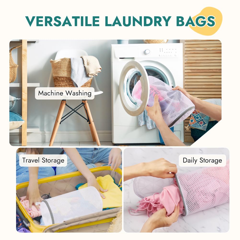 Tenn Well 2-Pack Honeycomb Mesh Laundry Bags for Shoes - 7.8 x 14 Inch Washing Machine Bags for Sneakers, Tennis Shoes, Socks & Delicates - Perfect for Travel, Gym & Home Laundry Care
