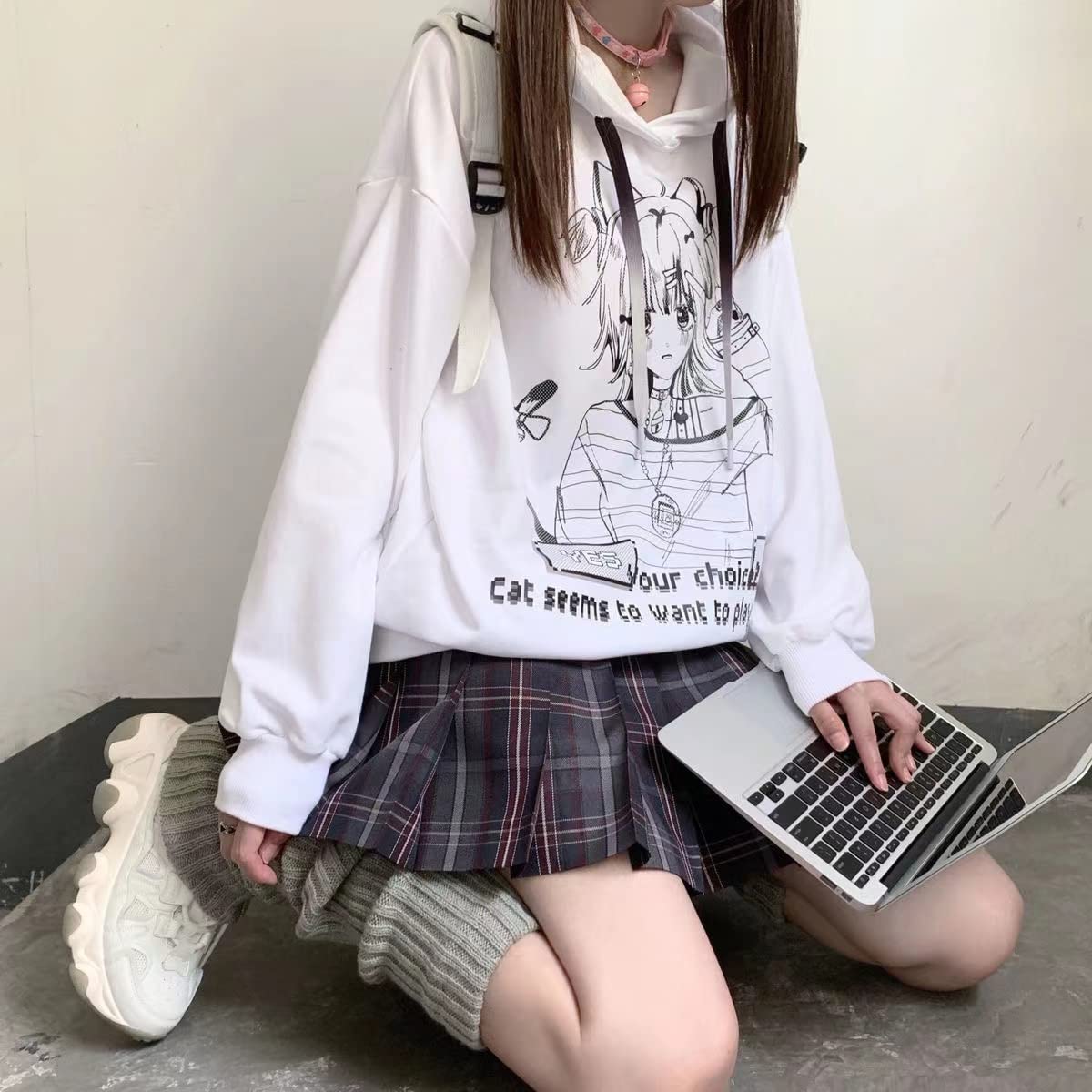YUESUO Japanese Harajuku Kawaii Anime Girl Hoodie - Cute Oversized Emo Gothic Sweatshirt for Teens | JK Fashion, Cosplay & Streetwear Outfits