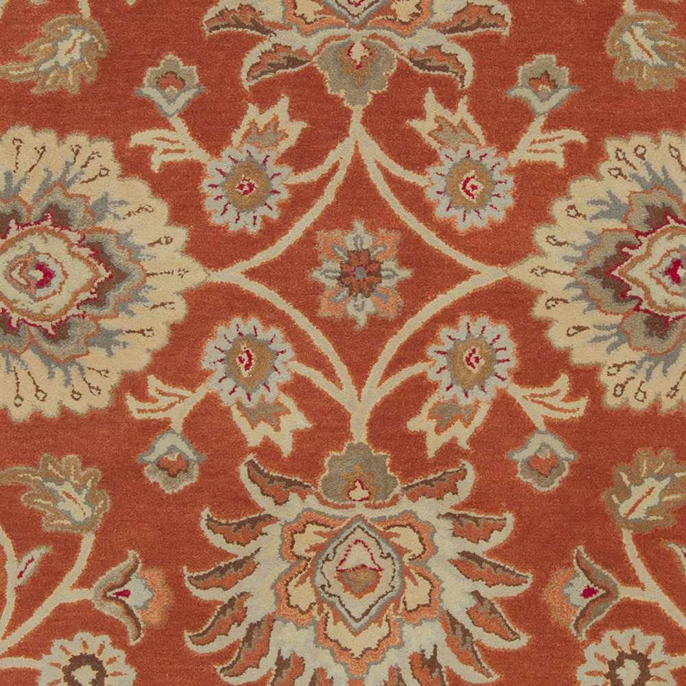 Hauteloom Rosario Handmade Wool Area Rug - 4' Round Traditional Rust Peach Mustard - Perfect for Living Room, Bedroom, Dining Room Decor