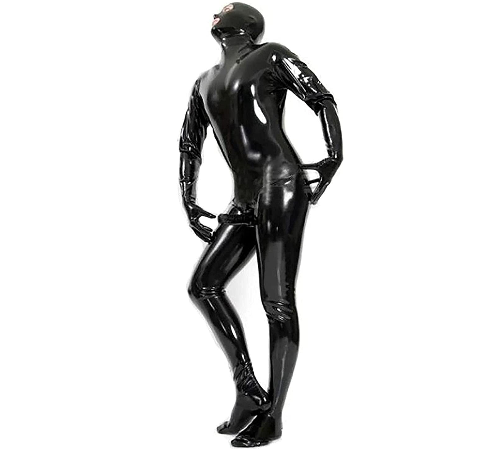 Men's Shiny PVC Wet Look Latex Catsuit - Sexy Stage & Cosplay Jumpsuit for Nightclub, Fetish & Prisoner Costume (XL) - Perfect for Halloween, BDSM & Role Play