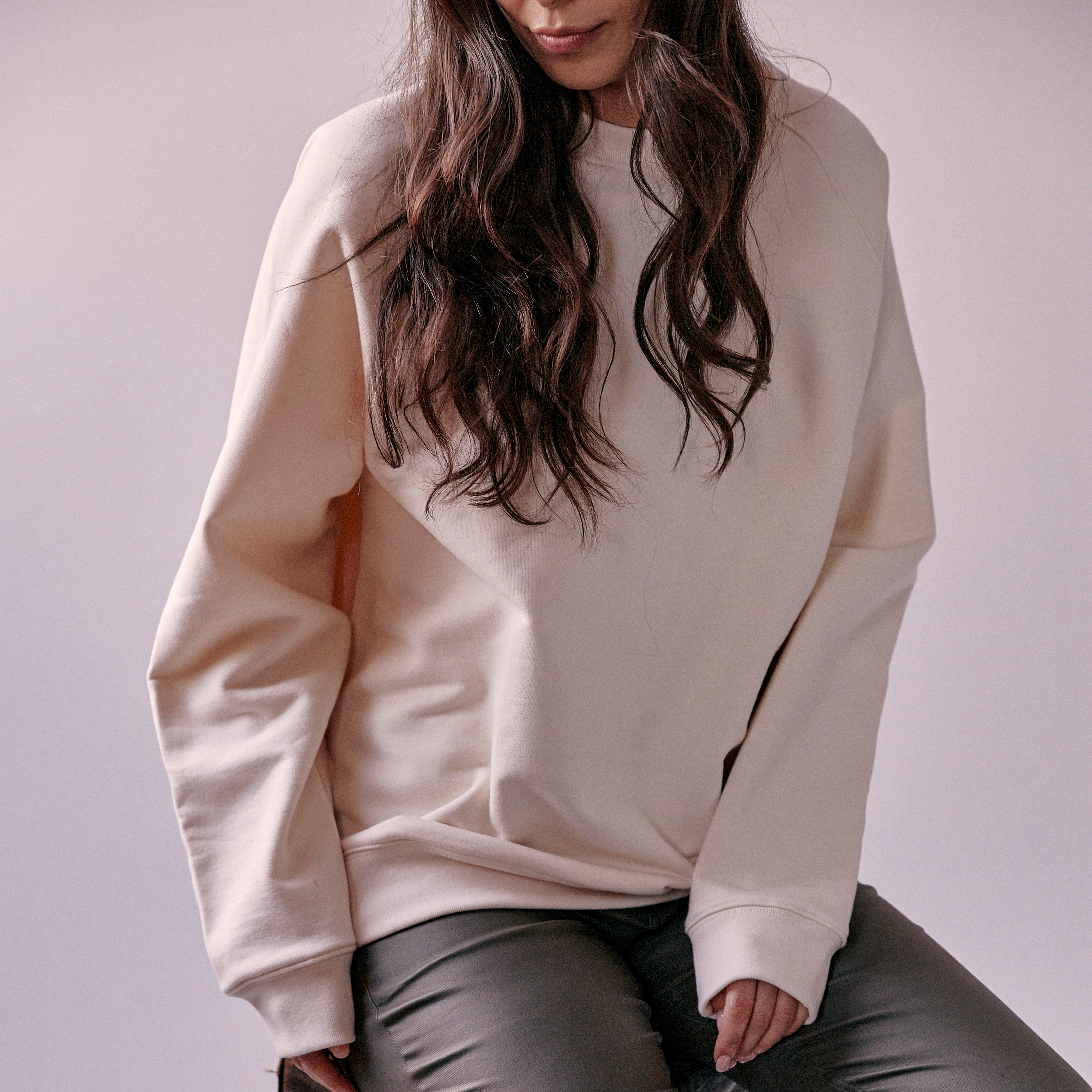 Premium Cotton Crewneck Sweatshirt for Men & Women - Soft & Comfortable Ecru Pullover for Casual Wear, Lounge & Outdoor Activities