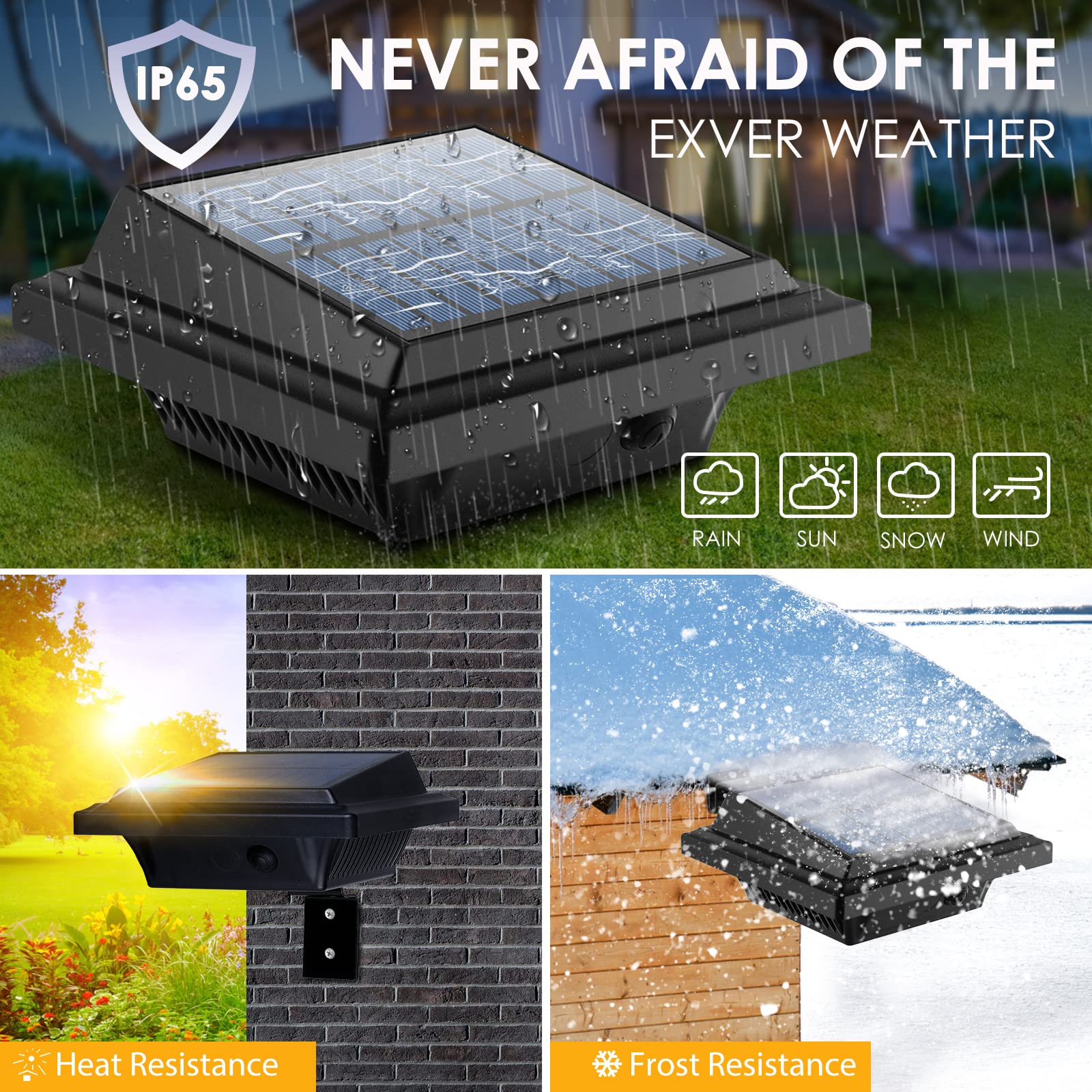 UniqueFire Solar Gutter Lights Outdoor - 40 LED Bright Solar Powered Waterproof Deck Lights for Wall, Fence, Stairs, Steps & Yard (4 Pack, Black/Warm White) | Perfect for Pathway Lighting, Garden Decoration & Nighttime Safety