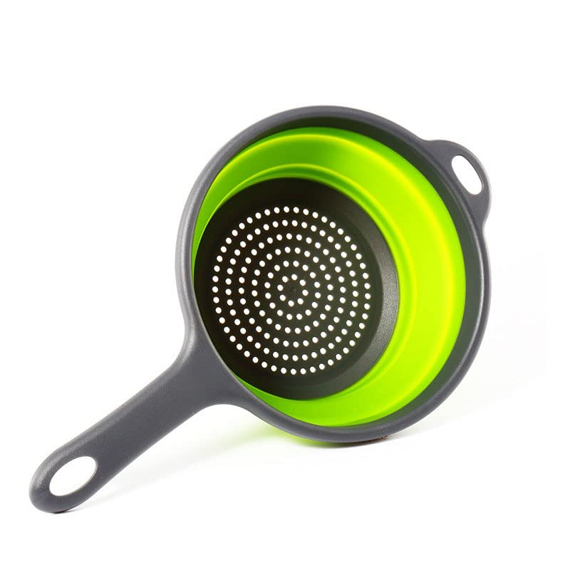 Foldable Silicone Colander with Handle - Collapsible Kitchen Strainer for Washing Fruits, Vegetables & Pasta | Space-Saving Storage | Perfect for Camping, Small Kitchens & RVs