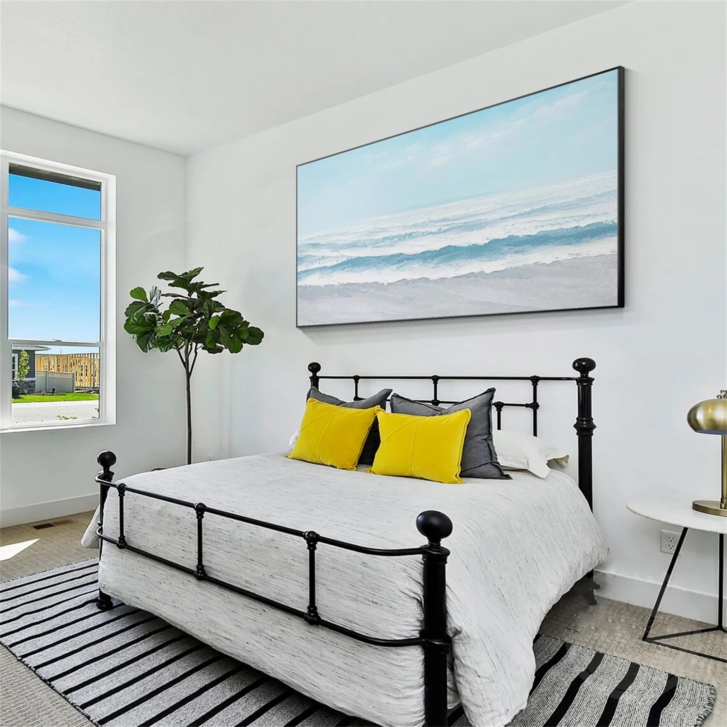 Ocean And Sky Painting #OS 186 - Handmade Canvas Wall Art for Home & Office Decor - Perfect for Living Room, Bedroom, or Office Wall Decor