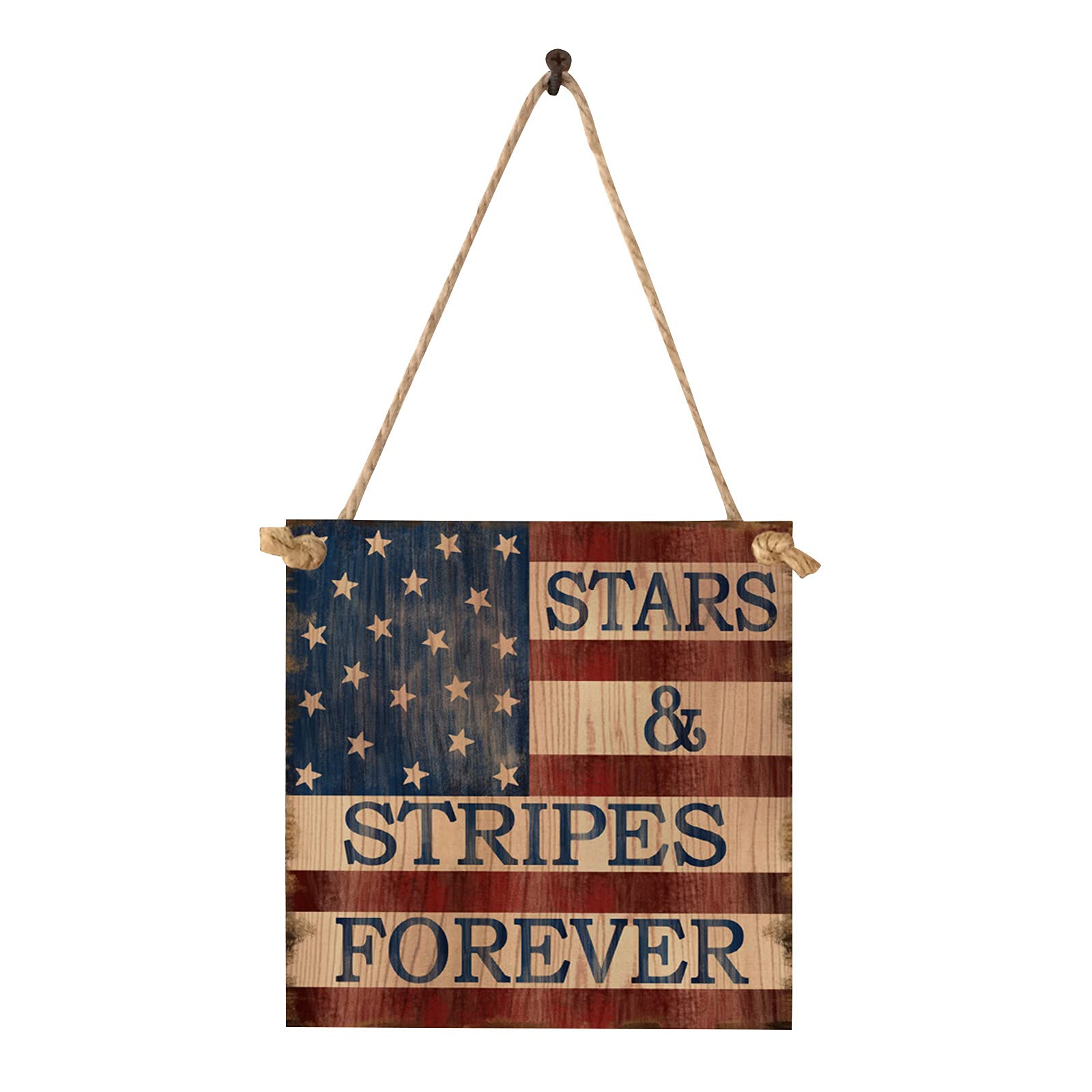 FGQMGL Patriotic Wooden Pendant - Handcrafted Independence Day Decor for Home, Window & Hotel - Perfect for 4th of July, Memorial Day & Veterans Day Celebrations