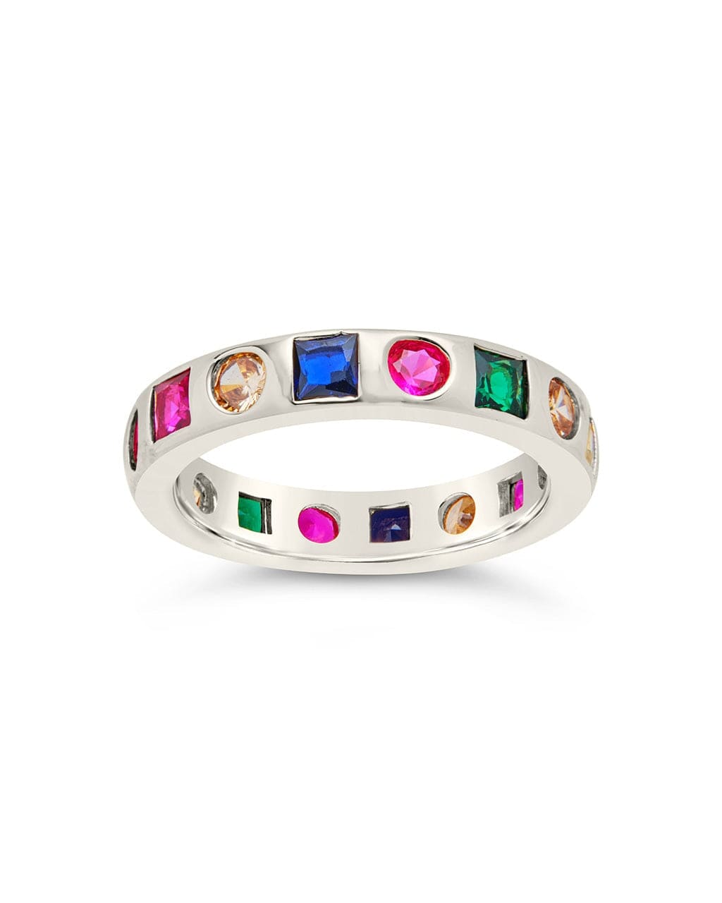 Courtney CZ Rainbow Band Ring for Women - Elegant Cubic Zirconia Stackable Ring - Perfect for Parties, Weddings & Everyday Wear
