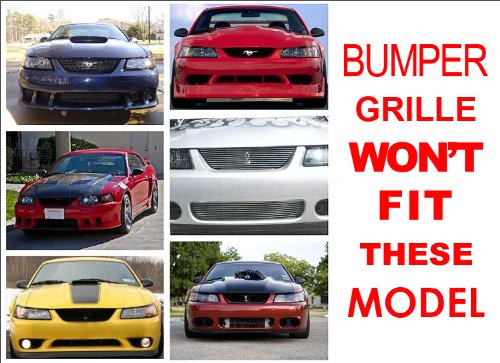 APS Black Billet Front Grille Insert Compatible with Ford Mustang 1999-2004 - Lower Bumper Replacement - F86010H - Upgrade Your Mustang's Style for Car Shows & Street Performance