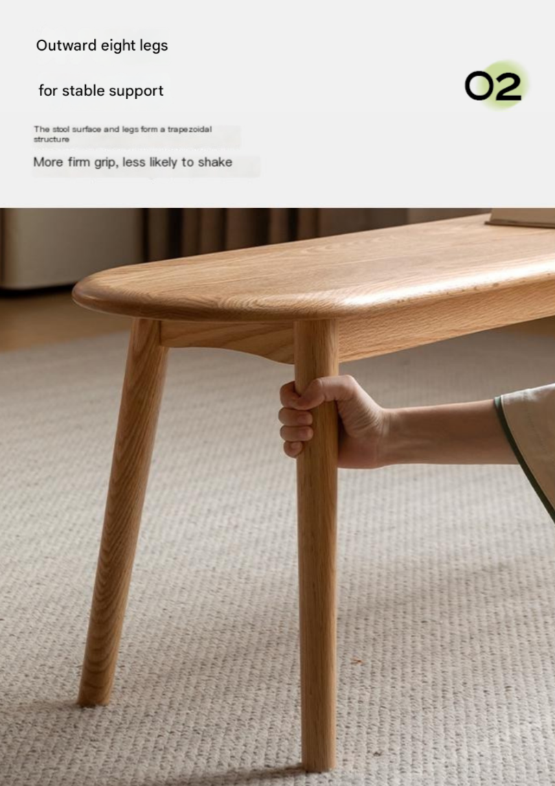 Solid Wood Bench - Oak, Black Walnut, Ash, Cherry - Handcrafted Rustic Stool for Entryway, Kitchen, or Garden Seating