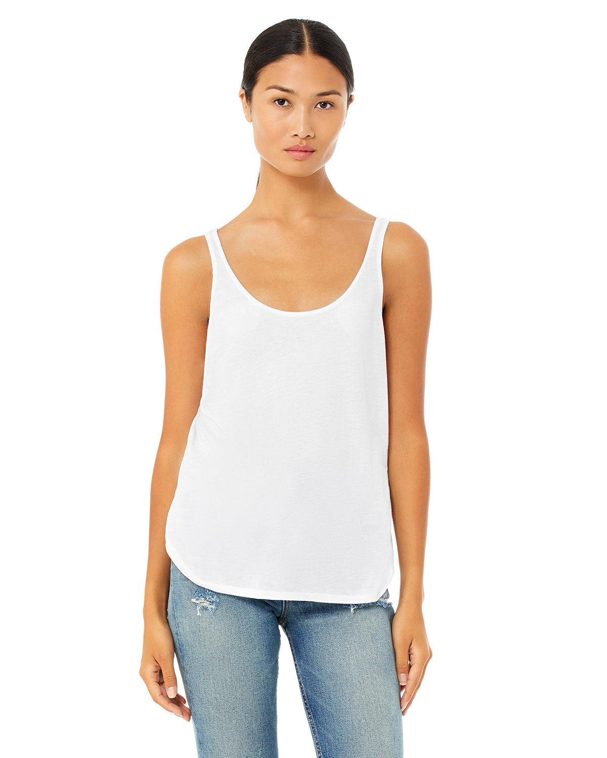 Bella + Canvas B8802 Women's Flowy Side Slit Tank Top - Soft & Breathable Casual Tee for Summer, Yoga, and Beach Wear