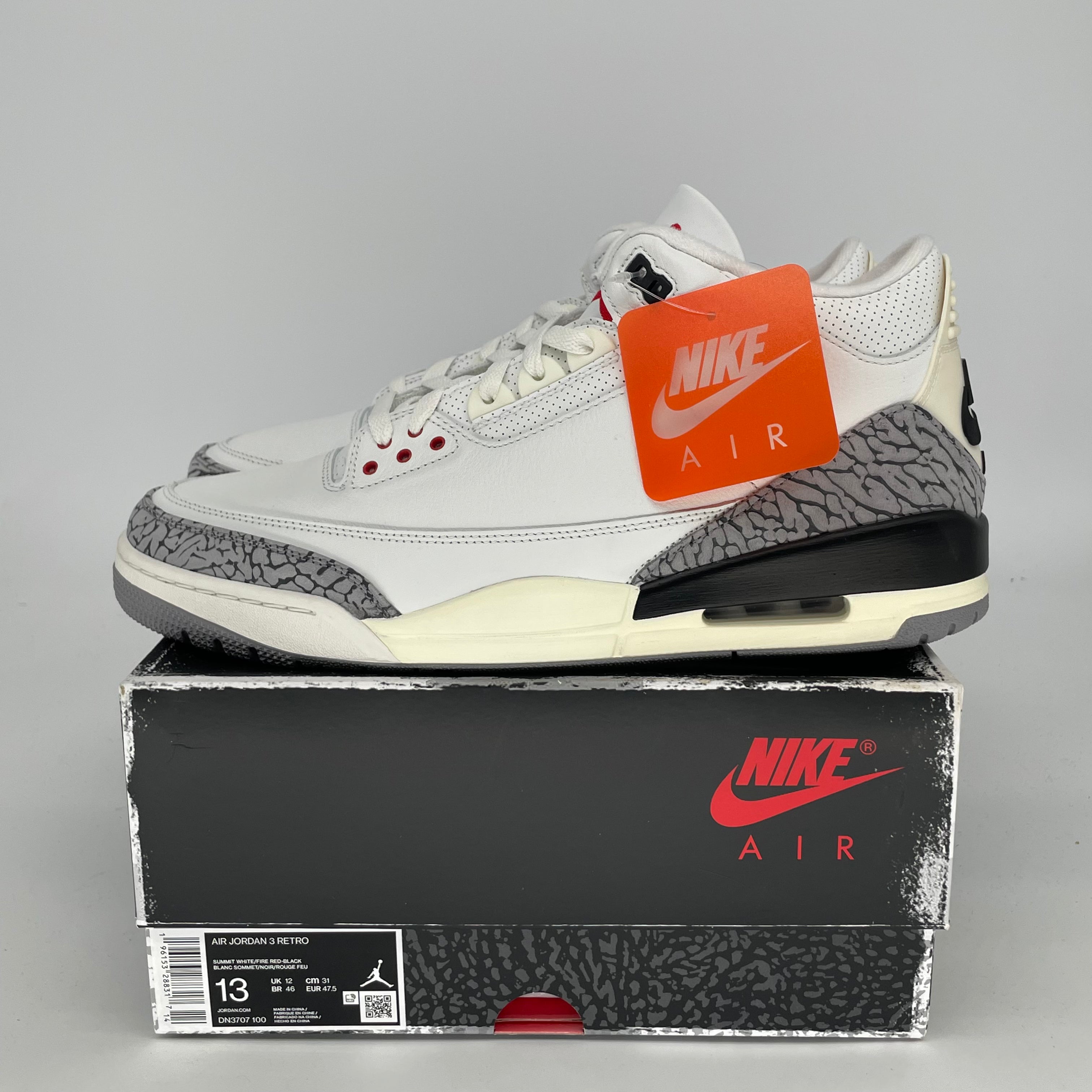 Original Air Jordan 3 White Cement Reimagined - Men's Size 13 (DN3707-100) | Retro Basketball Sneakers for Casual Wear & Street Style