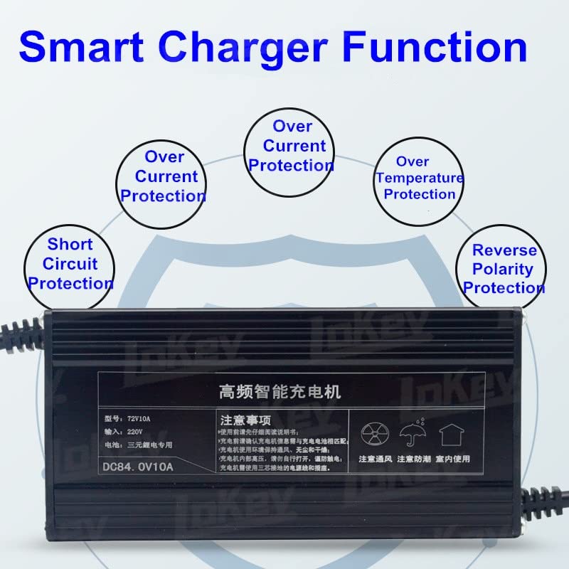 60V 15A 10A 16S 67.2V 71.4V LiPo 73V LiFePO4 Smart Fast Portable Battery Charger for Electric Scooter, Motorcycle, Golf Cart & Forklift - UK 220V Standard Socket - Perfect for Home, Warehouse & Outdoor Charging