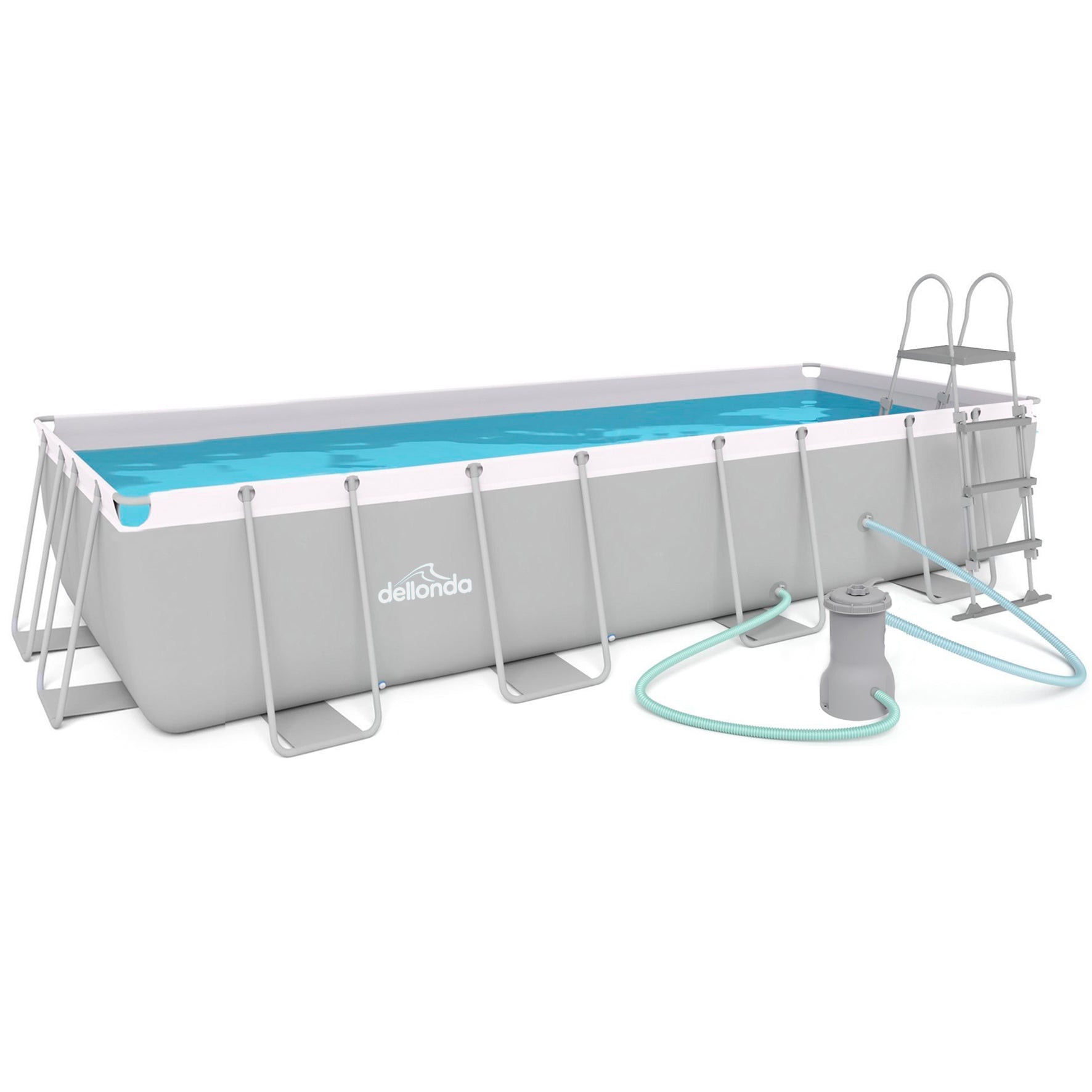 18ft Deluxe Steel Frame Swimming Pool Set - Rectangular Above Ground Pool with Ladder, Filter Pump & Cover | Perfect for Backyard, Family Fun & Summer Parties