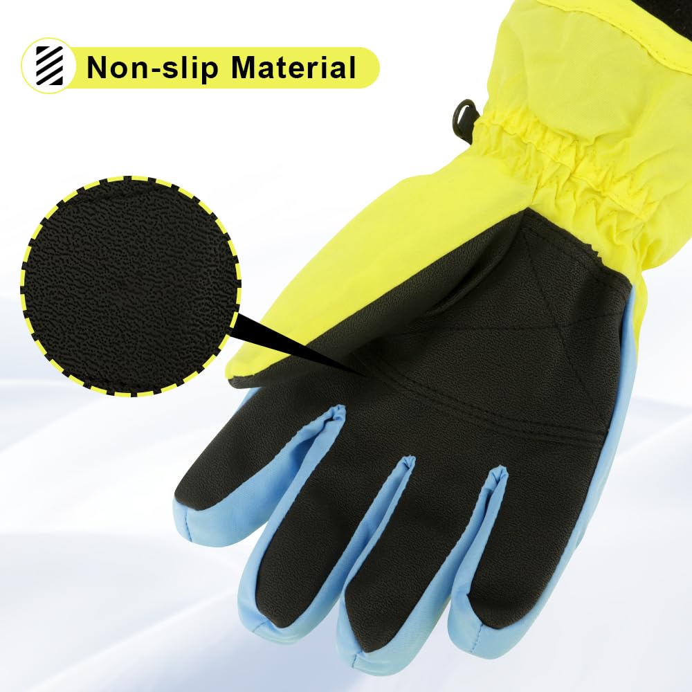 3 Sizes Kids Winter Gloves - Waterproof Snow & Ski Gloves for Boys & Girls - Warm Cold Weather Accessories for Outdoor Play, Snowball Fights & Winter Sports